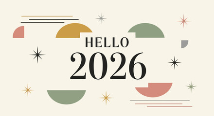 Modern Geometric Style 2026 New Year Celebration Decorative Graphic Element