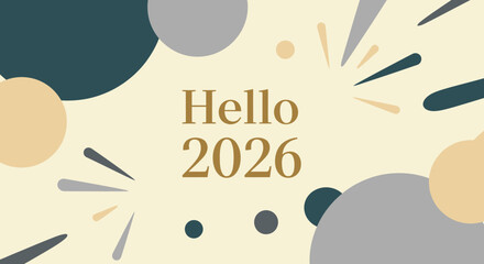 Minimalist Geometric Hello 2026 New Year Celebration Background Design Element