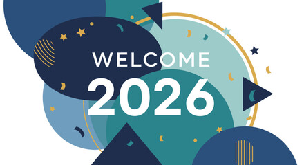 Abstract Geometric Welcome 2026 New Year Celebration Background Graphic Design
