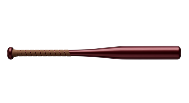 Baseball bat isolated on white background ready for action and play.