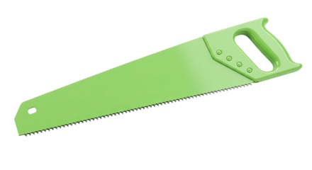 Bright Green Hand Saw with Sharp Teeth and Ergonomic Handle.