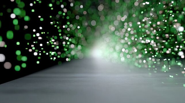 Abstract Digital Green Code Effect on a Gray Surface with a Dark Background