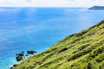 青空と海が広がる宮古島 比嘉ロードパークの昼の風景