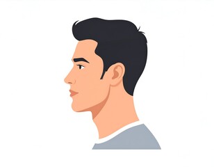 Profile view of a man's head and neck stylized illustration