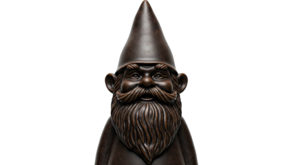 Dark Garden Gnome with Pointed Hat and Beard.