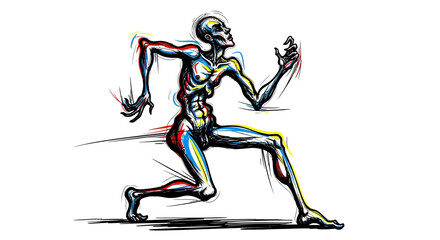 Abstract Running Figure with Bold Lines