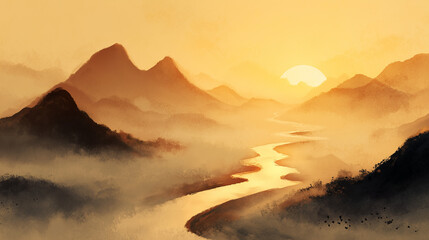 Obraz premium sunset in the mountains