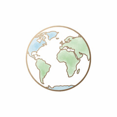 Naklejka premium Stylized Earth illustration, global concept, nature design, watercolor effect, copy space