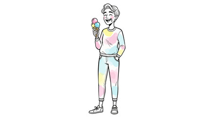 Happy Person Holding Colorful Ice Cream Cone
