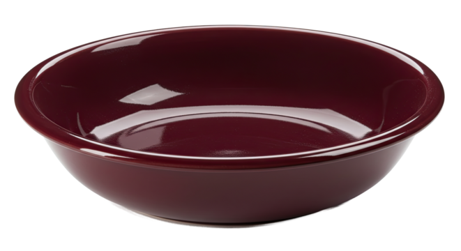 Empty glossy dark red ceramic bowl for soup or salad.
