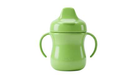 Green Sippy Cup with Handles for Toddlers and Babies.