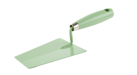 Green trowel construction tool closeup view hand tool building material home improvement.