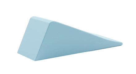 Light Blue Triangular Prism Isolated on White Background.