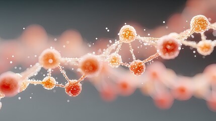 Abstract Floating Dna Molecules Glowing Cinematic Science Visualization in Gray Background