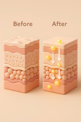 Retinol skincare diagram before after skin texture collagen elasticity hydration layers glow renewal