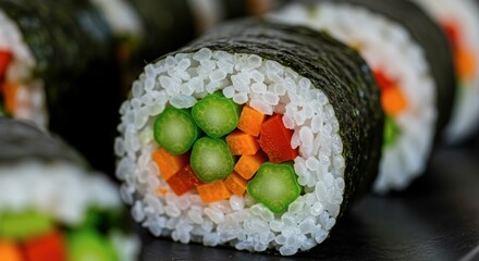 Assortment of vegetable sushi rolls