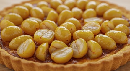 Baked tart with golden nuts