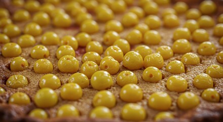 Baked tart with yellow fruits