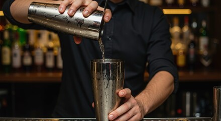 Bartender mixing cocktail