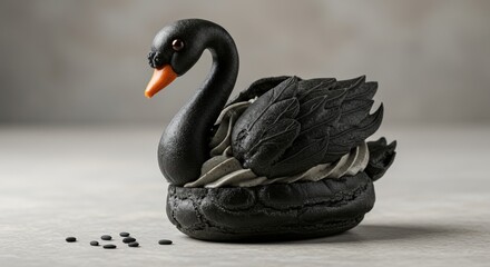 Black swan figurine dessert