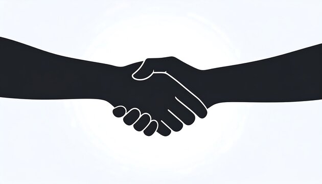 Two hands shaking, a simple silhouette of a handshake