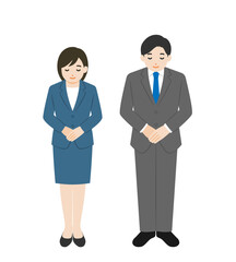 お辞儀をするビジネスパーソン 全身