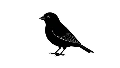 Obraz premium Simple silhouette of a small, dark-colored bird in profile view against a white background