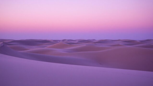 Serene desert landscape at twilight with soft purple and pink hues