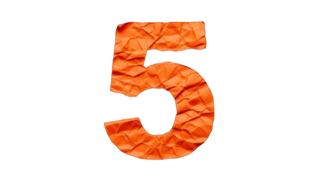 Crumpled Orange Paper Number Five. - Powered by Adobe