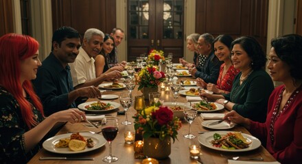 Elegant dinner gathering private residence food cozy atmosphere intimate culinary connections