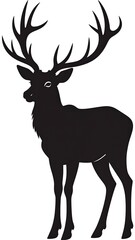 Obraz premium Silhouette of a majestic deer, large antlers, facing left