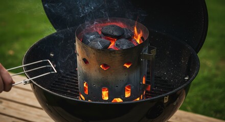 Charcoal grill igniting