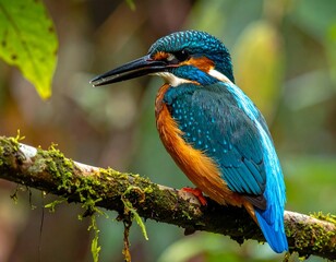Radiant Kingfisher Perched on a Mossy Branch