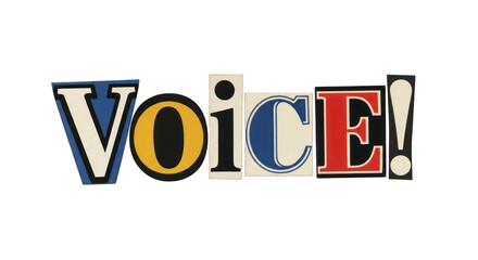 Colorful VOICE Text Cutout with Different Colors.