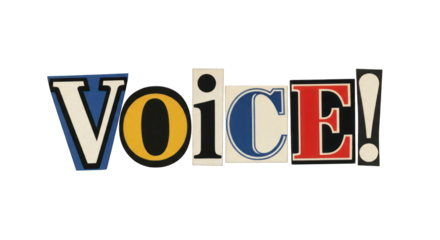 Colorful VOICE Text Cutout with Different Colors.
