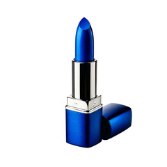  Blue lipstick isolated on white background. 