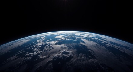 Earth from Space - Curved View of Our Planet with Cloud Cover Stock Photo