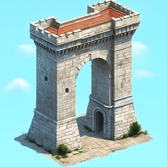 Medieval stone archway fortress