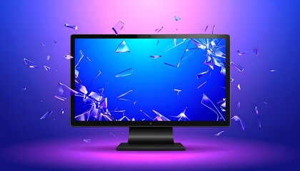 Shattered computer monitor