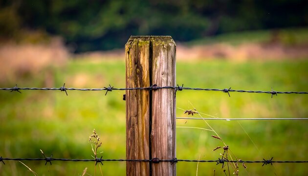 Rustic wooden fence post