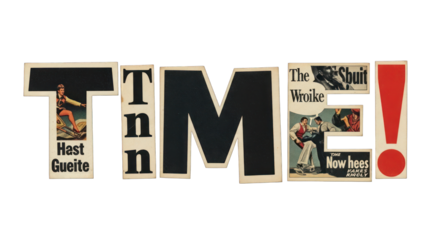 Vintage Collage TIME with Retro Illustrations.