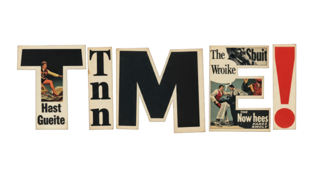 Vintage Collage TIME with Retro Illustrations.