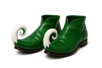 Green elf shoes with white curled toes