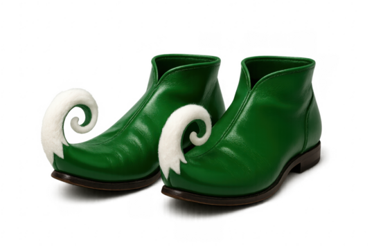 Green elf shoes with white curled toes