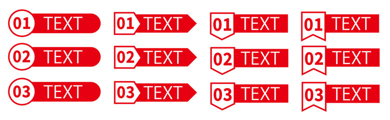 Editable Number and Text Label Vector Set with Arrow, Badge and Flag Designs