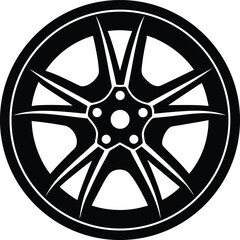 Obraz premium alloy car wheel black silhouette vector illustrati (1).eps