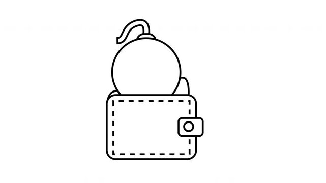 sketch of wallet icon and bomb icon