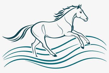 horse vector illustration. Vector art illustration of a galloping horse with abstract flowing lines