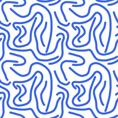 Seamless Blue Squiggle Abstract Pattern
