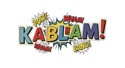 Colorful Comic Book KABLAM Sound Effect.
